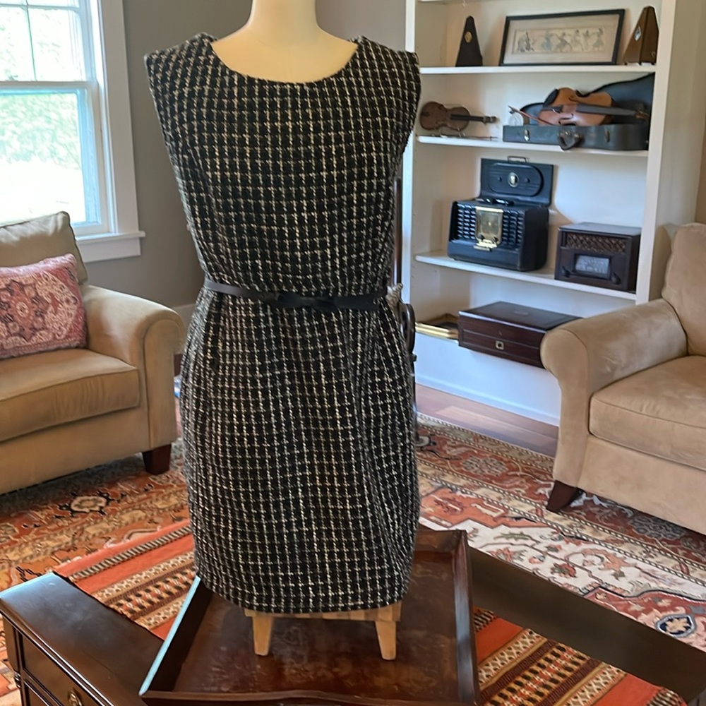 MERONA Black Check Sheath dress Sz 12
